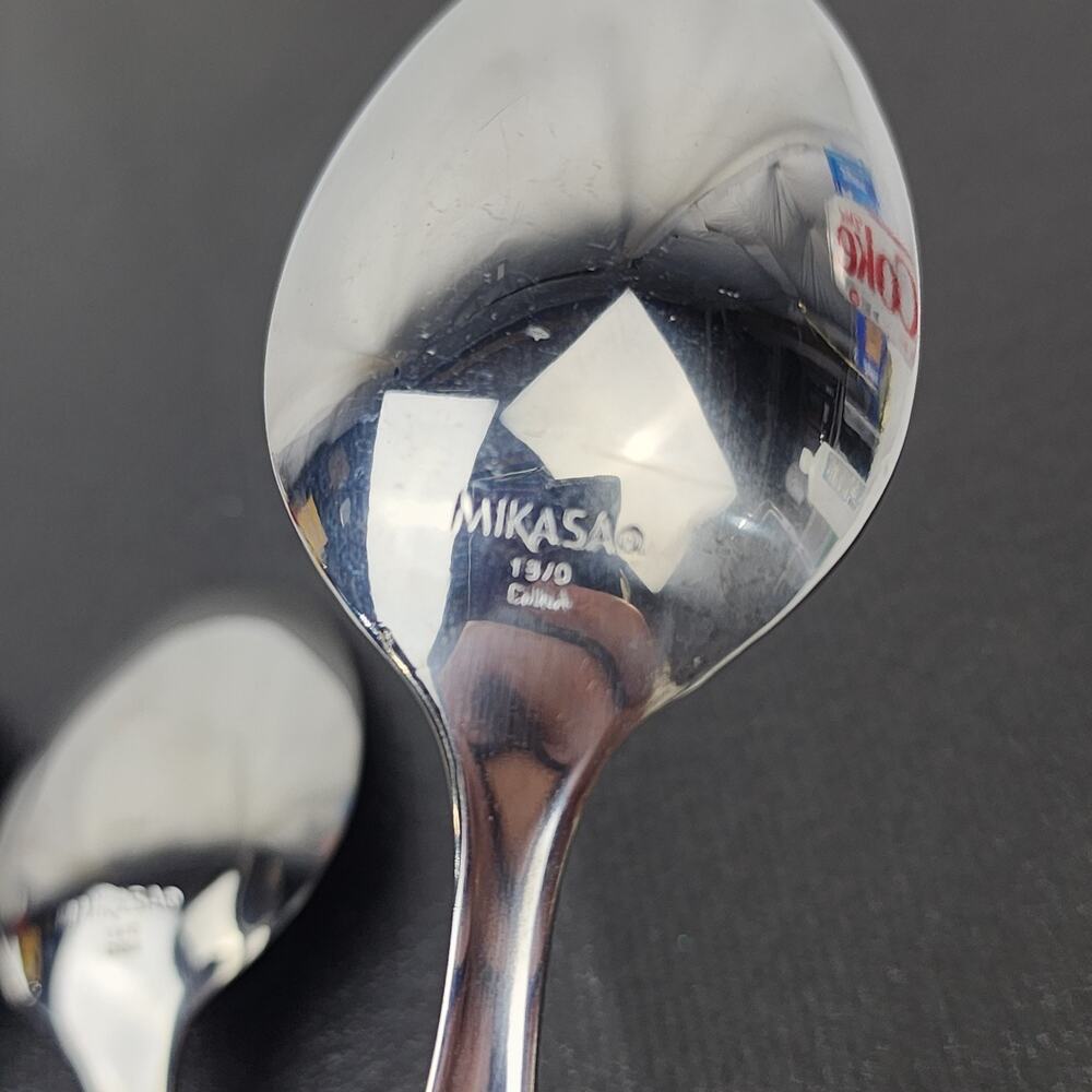4 MIKASA Tortoise Handle Flatware Brown Acrylic Handle Soup /Tablespoons 8.5" - Picture 5 of 6